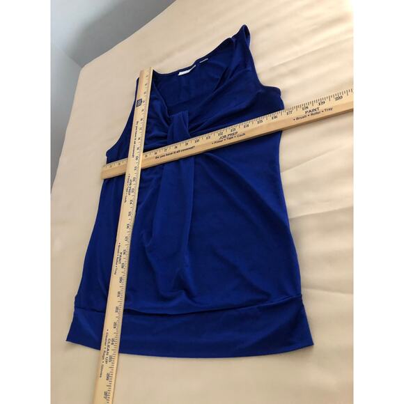 New York Company Stretch women Tank Top Blue Sleeveless Small Ruched Banded Hem - Picture 10 of 10